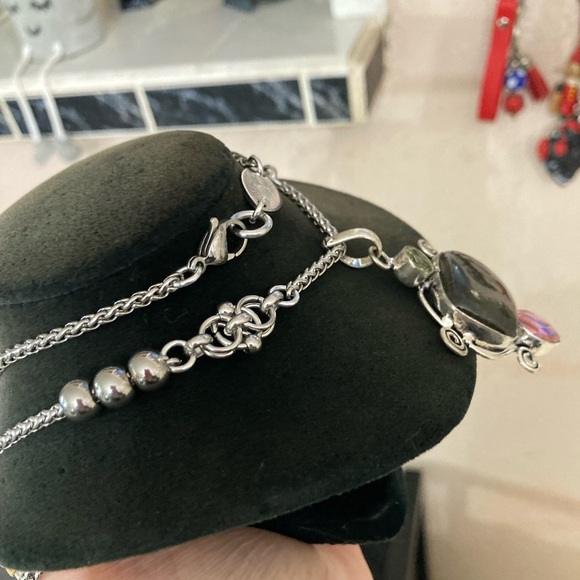 Flash iridescent grey green labradorite yellow citrine iridescent stone necklace - Picture 13 of 16